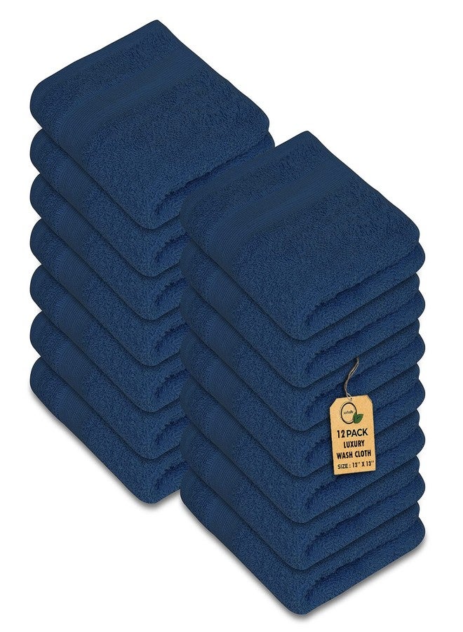 Softolle Premium Wash Cloths Pack of 12 (13" x 13") 100% Ring Spun Cotton | Luxury Washcloths | Ultra Soft Face Towels | Highly Absorbent Wash Cloths for face (Navy Blue) - Image 2